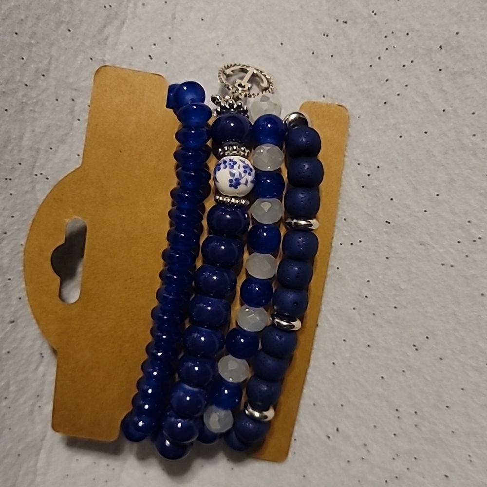Blue Beaded Bracelet Set - Picture 2 of 2